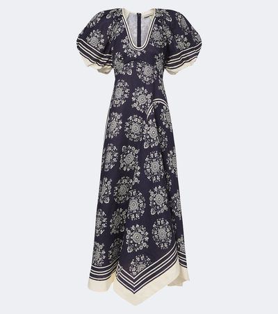 Alemais Alémais Banderra floral linen midi dress