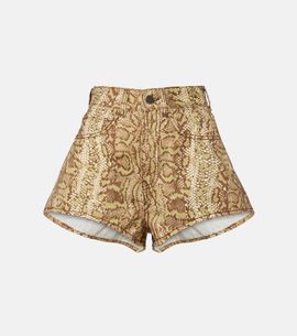Alemais AlÃ©mais Boa snake-print denim shorts