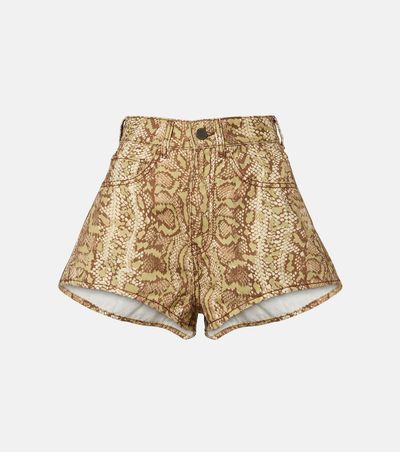 Alemais AlÃ©mais Boa snake-print denim shorts