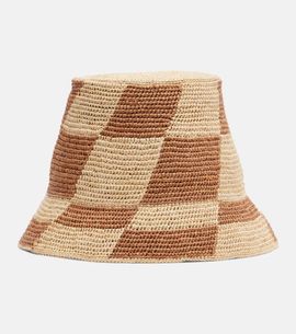 Alemais AlÃ©mais Checked raffia bucket hat
