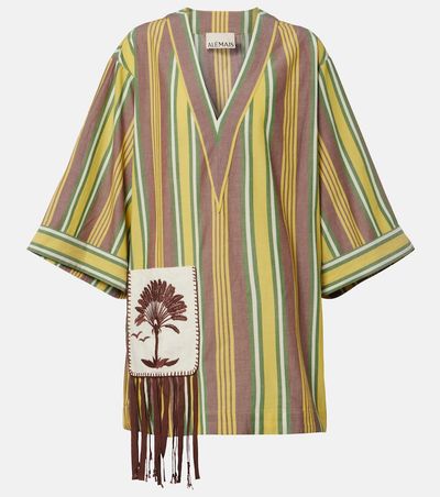 Alemais AlÃ©mais Clover embroidered striped cotton minidress