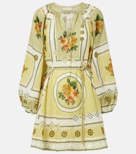 ALMAIS - Timmy Short-Sleeve Embroidered Linen Mini Dress
