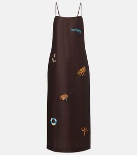 Alemais Alémais Embellished printed linen-blend maxi dress