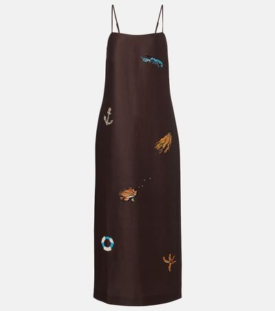 Alemais Alémais Embellished printed linen-blend maxi dress