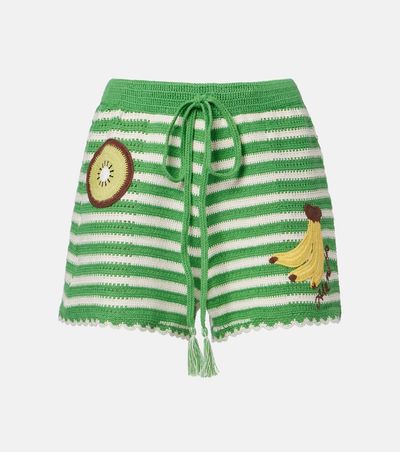 Alemais AlÃ©mais Embroidered striped cotton shorts