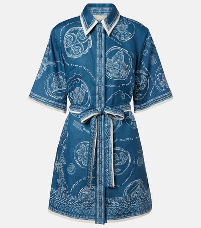 Alemais Alémais Lucky belted printed linen shirt dress