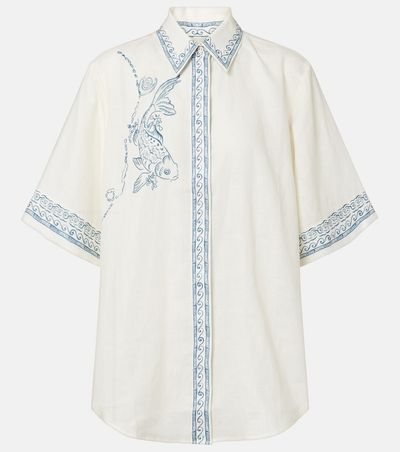 Alemais AlÃ©mais Lucky oversized printed linen shirt