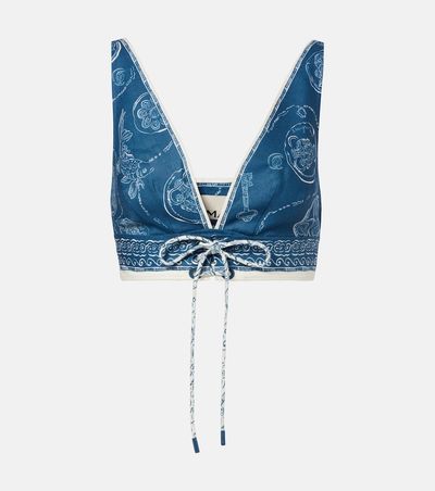 Alemais AlÃ©mais Lucky printed linen crop top