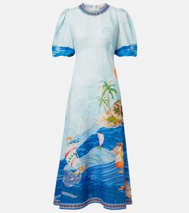 Alemais Alémais Printed linen midi dress