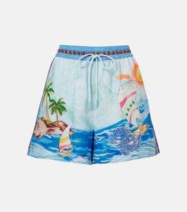 Alemais Alémais Printed linen shorts