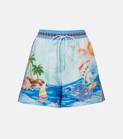 Alemais Alémais Printed linen shorts