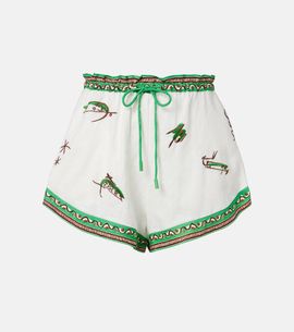 Alemais AlÃ©mais Wanda embroidered linen shorts
