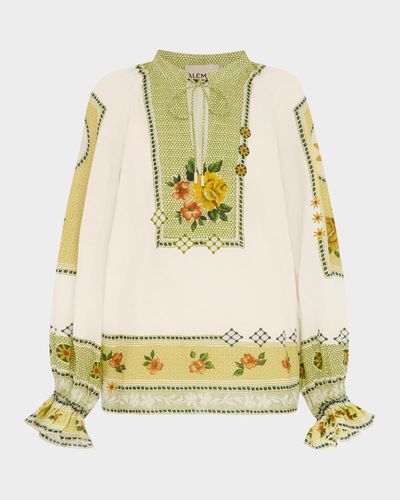 ALEMAIS Dixie Floral-Print Ramie Top