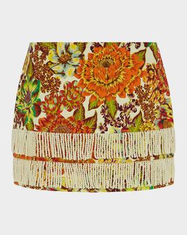 ALEMAIS Lana Fringe-Trim Linen Mini Skirt