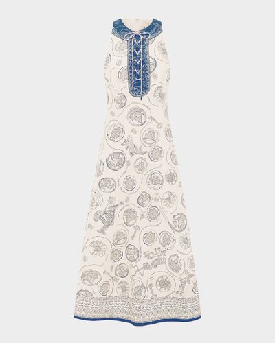 ALEMAIS Lucky Lace-Up Linen Midi Dress