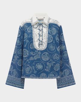 ALEMAIS Lucky Linen Lace-Up Top
