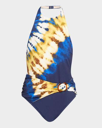 ALEMAIS Martine Tie-Dye Draped One-Piece Swimsuit