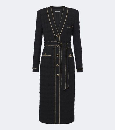 Alessandra Rich Alessandra Rich Belted cotton-blend bouclé tweed coat