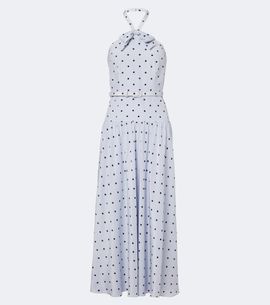 Alessandra Rich Alessandra Rich Belted polka-dot halterneck silk midi dress