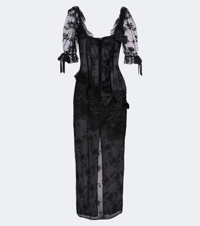 Alessandra Rich Alessandra Rich Bow-detail cotton-blend lace midi dress