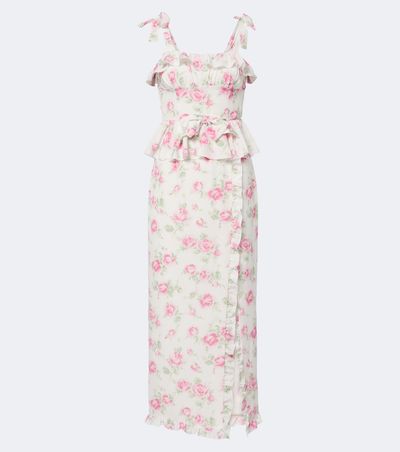Alessandra Rich Alessandra Rich Bow-detail floral ruffled silk midi dress