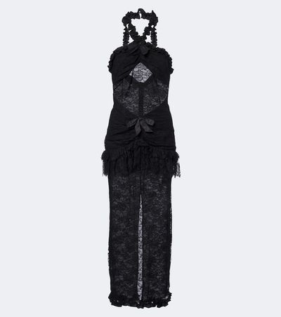Alessandra Rich Alessandra Rich Bow-detail ruffled lace cocktail dress