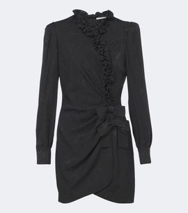Alessandra Rich Alessandra Rich Bow-detail ruffled silk moiré minidress