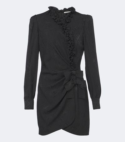Alessandra Rich Alessandra Rich Bow-detail ruffled silk moiré minidress