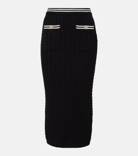 Alessandra Rich Alessandra Rich Cable-knit cotton midi skirt