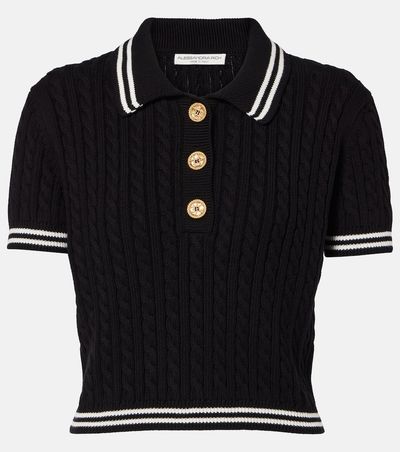 Alessandra Rich Alessandra Rich Cable-knit cropped cotton polo shirt