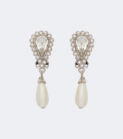 Alessandra Rich Alessandra Rich Crystal-embellished faux pearl clip-on earrings