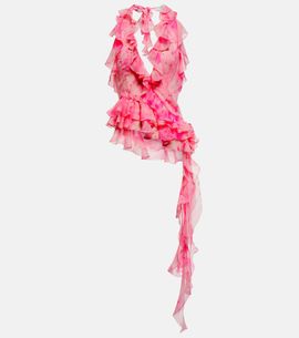 Alessandra Rich Alessandra Rich Crystal-embellished ruffled silk top