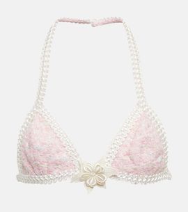 Alessandra Rich Alessandra Rich Embroidered cotton-blend LurexÂ® bra
