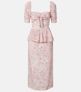 Alessandra Rich Alessandra Rich Floral peplum silk midi dress
