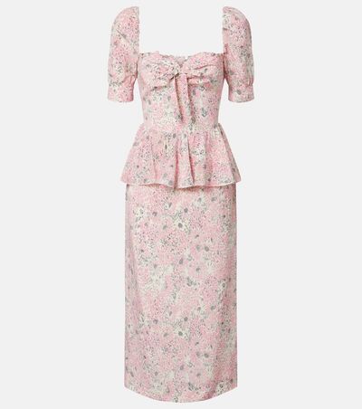 Alessandra Rich Alessandra Rich Floral peplum silk midi dress