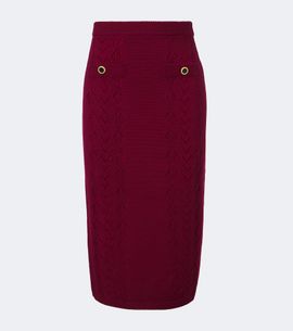 Alessandra Rich Alessandra Rich Knitted pointelle virgin wool midi skirt