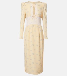 Alessandra Rich Alessandra Rich Lace-trimmed floral silk midi dress