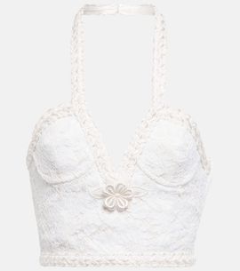 Alessandra Rich Alessandra Rich Lace bustier halter top