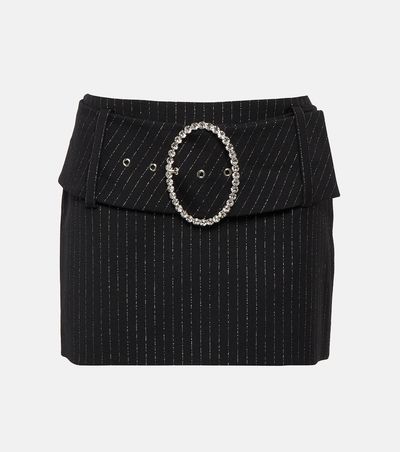 Alessandra Rich Alessandra Rich Low-rise wool-blend pinstriped miniskirt
