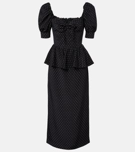 Alessandra Rich Alessandra Rich Polka-dot peplum silk midi dress
