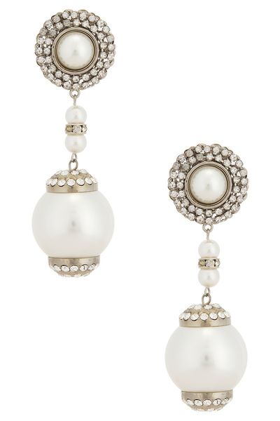 Alessandra Rich Alessandra Rich Round Pendant Long Drop Earrings