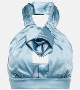 Alessandra Rich Alessandra Rich Ruched satin crop top