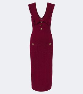 Alessandra Rich Alessandra Rich Ruffled knitted pointelle midi dress