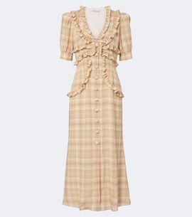 Alessandra Rich Alessandra Rich Ruffled plaid silk midi dress
