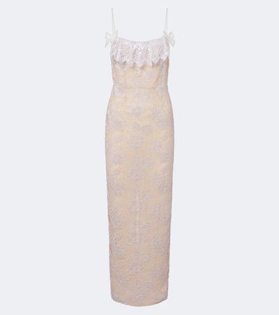 Alessandra Rich Alessandra Rich Ruffled sequined lace slip dress