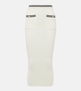 Alessandra Rich Alessandra Rich Striped cable-knit cotton midi skirt