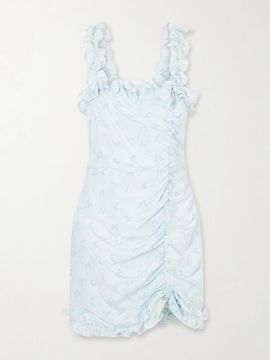 ALESSANDRA RICH Bow-embellished floral-print silk-satin mini dress
