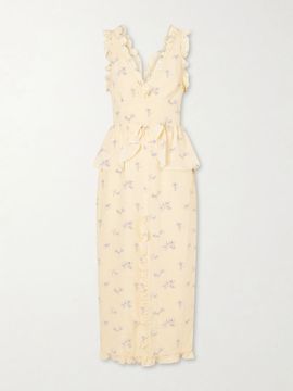 ALESSANDRA RICH Bow-embellished floral-print silk midi dress