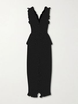 ALESSANDRA RICH Bow-embellished polka-dot silk midi dress