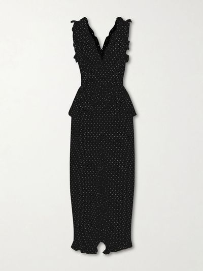 Alessandra Rich Bow-Embellished Polka-Dot Silk Midi Dress